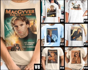 Macgyver V8-V14 Natural T Shirt movie poster retro vintage Cotton Men's Women's gift present