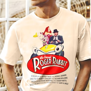 Who Framed Roger Rabbit V9 Natural T Shirt movie poster retro vintage Cotton Men&#39;s Women&#39;s gift present