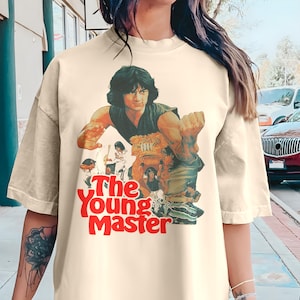 Jackie Chan V3 Natural T Shirt movie poster retro vintage Cotton Men&#39;s Women&#39;s gift present