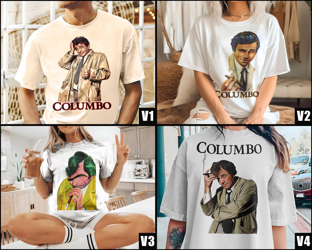 Columbo V1-V4 Natural T Shirt Movie Poster Retro Vintage Cotton Men's ...