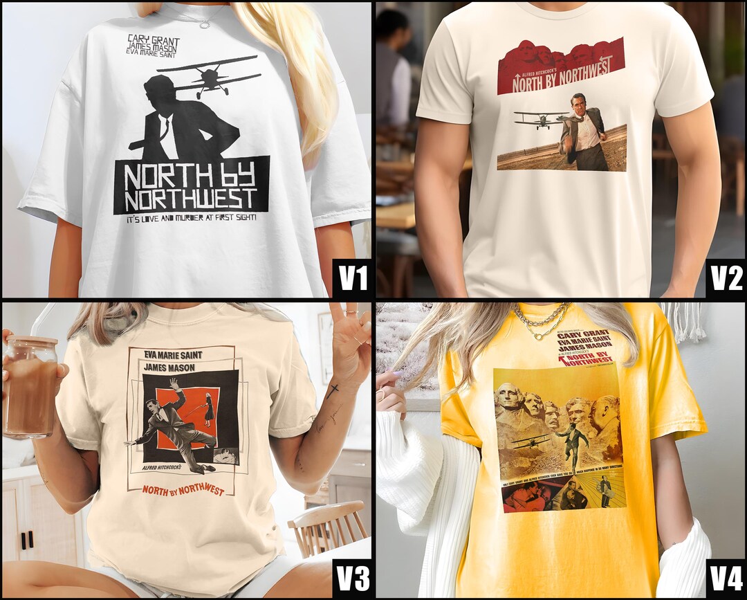 北北西に進路を取れ V1-V4 ナチュラル Tシャツ 映画ポスター レトロ
