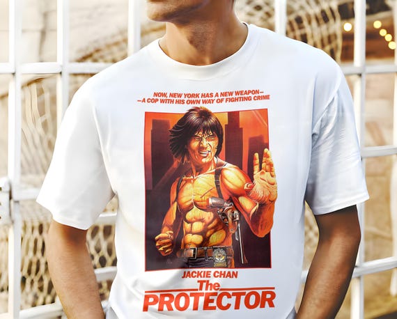 Jackie Chan V2 Natural T Shirt Movie Poster Retro Vintage Cotton