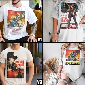 Captain Apache V1-V4 Natural T Shirt movie poster retro vintage Cotton Men's Women's gift present