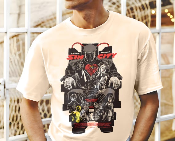 オフィシャル当時モノ⭐︎ SIN CITYグラフィックTシャツ Sin City V7 Natural T Shirt Movie Poster Retro Vintage Cotton