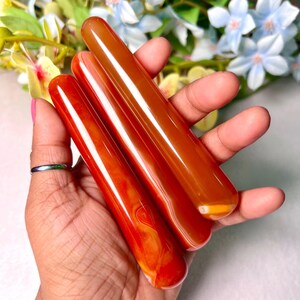 Carnelian Crystal Massage Stone Wand ,Natural Crystal Massage Stick, Reiki Chakra, Crystal Healing Energy 4" Inch Massage Wand