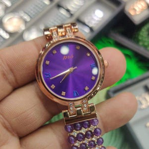 Amethyst Vintage Gemstone Watch Women Gold Watch Gift For Her With Gift Box