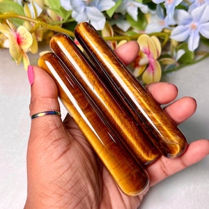 Yellow Tiger's eye Crystal Stone Massage Wand ,Natural Crystal Massage Stick, Reiki Chakra, Crystal Healing Energy 4" Inch Massage Wand