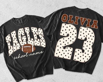 Camiseta personalizada de lunares con mascota de fútbol para el día del partido, camiseta con nombre de equipo personalizado, camiseta desgastada para el día del partido, camiseta para aficionados al deporte, regalo para mamás aficionadas al fútbol.