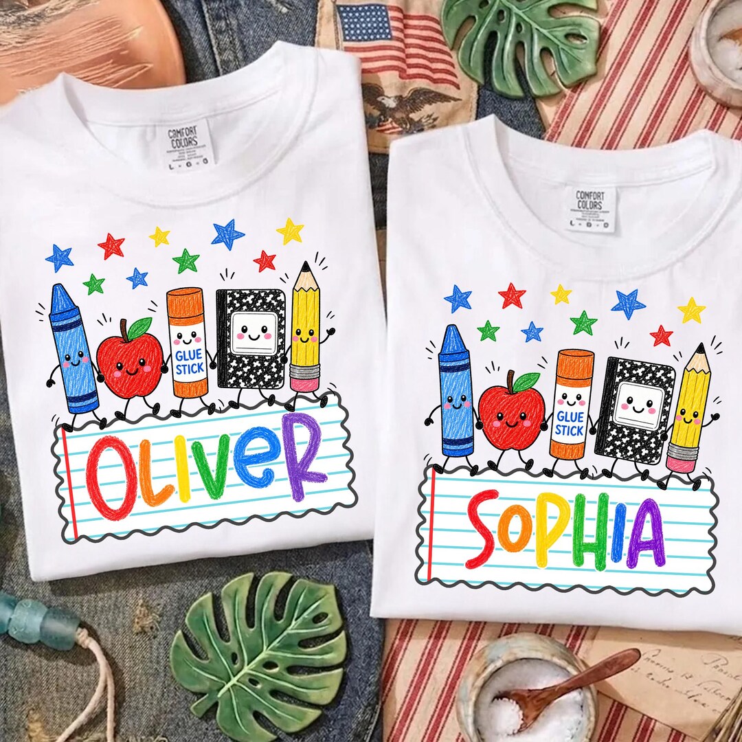 Custom Back To School Kids Shirt,Cute School Supplies Shirt, 1st Day of School Shirt, Pre-
