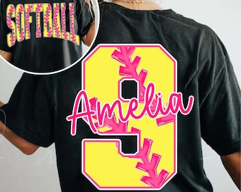 Personalized Softball Game Day Shirt, Custom Name Softball Stripes Leopard Pink Shirt, Camo Softball Distressed Varsity Shirt, Game Day