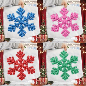 Chunky Yarn Snowflake Bundle PNG, Cozy Faux Yarn Winter PNG, Yarn Crochet Snowflake Sublimation, Christmas Shirt Design PNG, Holiday Png