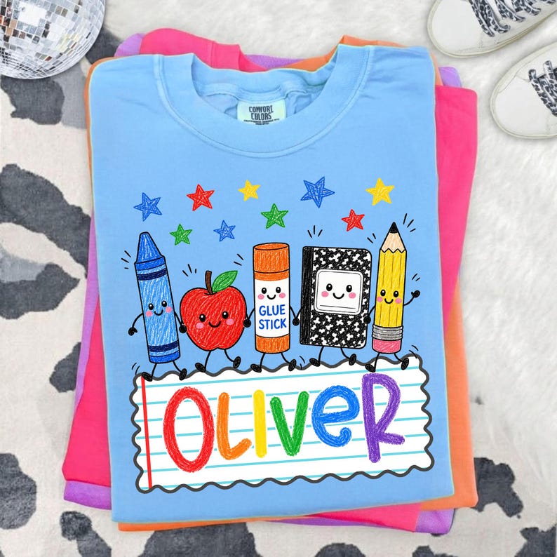 Custom Back To School Kids Shirt,Cute School Supplies Shirt, 1st Day of School Shirt, Pre-K to 4th Grade Shirt, School Boy/Girl, Colorful image 9