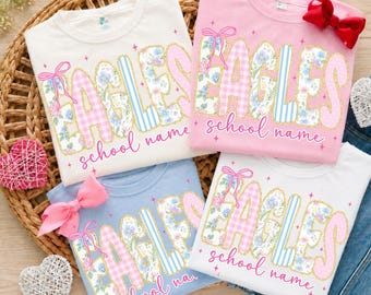 Personalized School Mascot Floral Shirt, Custom Floral School Name Shirt, Coquette Varsity Spirit Tee, Game Day Shirt, Baseball, Football