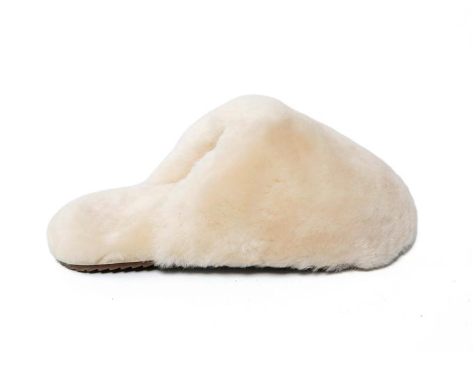 Alpaca Slippers Genuine Shearling Sheepskin Slippers White 100% Natural Australian Merino Sheepskin Sheep Wool House Slippers Women's US6-11
