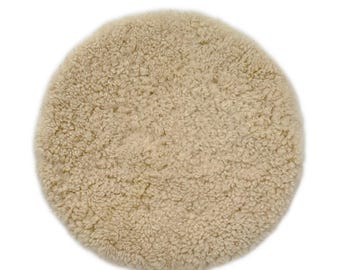 Short Wool Round Sheepskin Cushion, Bleacher Seat Pad, Natural Sheepskin Seat Plates/Chair Pads, Shearling Sheepskin Seat Pad-Light Coffee