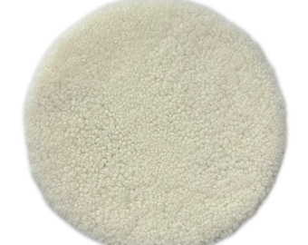 Short Wool Round Sheepskin Cushion, Bleacher Seat Pad, Natural Sheepskin Seat Plates/Chair Pads, Shearling Sheepskin Seat Pad-White