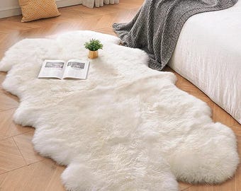 Long Wool Sheepskin Rug 3.6x6ft 100% natural Australian merino sheepskin Silky Soft - White Color