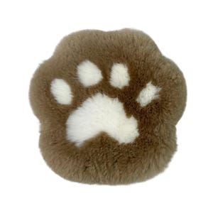 Cojín de asiento largo de lana con forma de pata de oso, de piel de oveja natural, para sofá o silla, cómodo y bonito, color camello.