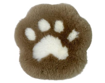 Long Wool Bear Paw Seat Cushion, Natural Sheepskin Seat Cushion, Seat Plates Sofa/Chair Pads, Comfort & Cute Seat Cushion-Camel Color