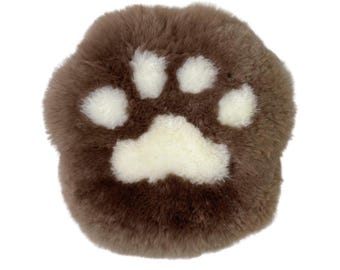 Long Wool Bear Paw Seat Cushion, Natural Sheepskin Seat Cushion, Seat Plates Sofa/Chair Pads, Comfort & Cute Seat Cushion-Beaver Brown Color
