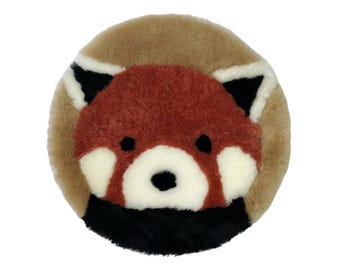 Short Wool Sheepskin Seat Cushion, Sheepskin Seat Plates/Chair Pads -Raccoon Pattern