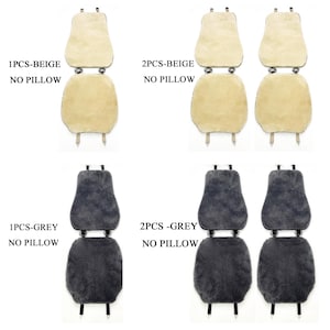 Genuine Sheepskin 100% Car Seat Cover for All Car Brands, Short Wool Car Seat Covers with Anti-Slip Back, Neck Pillow & Seat Cushion - Beige image 9