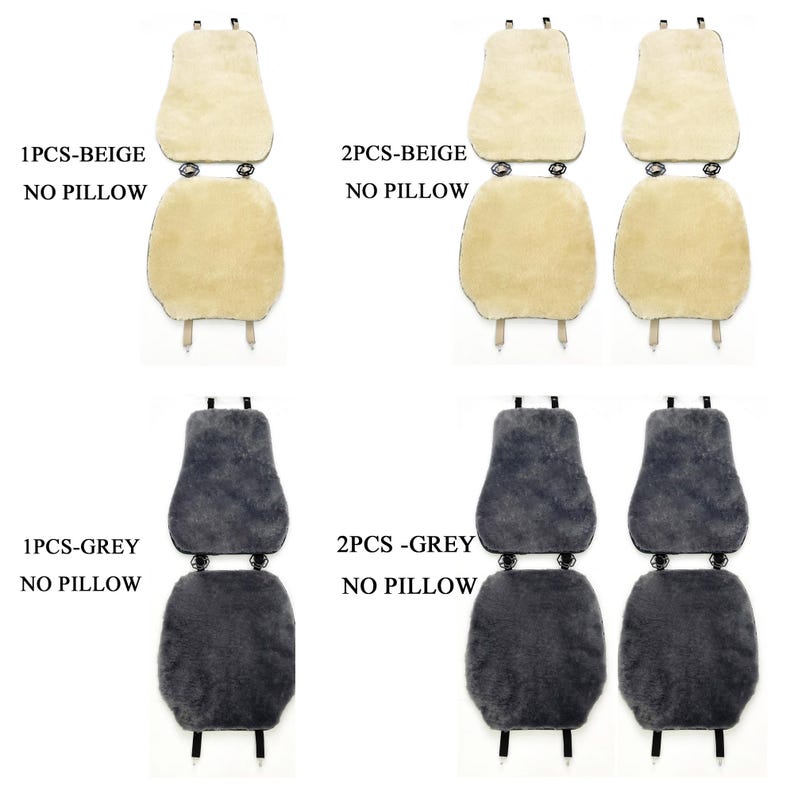 Genuine Sheepskin 100% Car Seat Cover for All Car Brands, Short Wool Car Seat Covers with Anti-Slip Back, Neck Pillow & Seat Cushion - Beige image 9