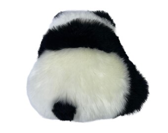 Cojín de peluche de panda de piel de oveja, cojín de piel de oveja australiana auténtica y natural, cojín decorativo de piel, cojín para sofá de dormitorio o sala de estar.