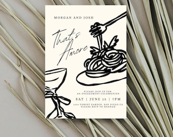 Invitation pour une fête prénuptiale « That's Amore » : Modèle pour une fête de fiançailles italienne (Téléchargement numérique)