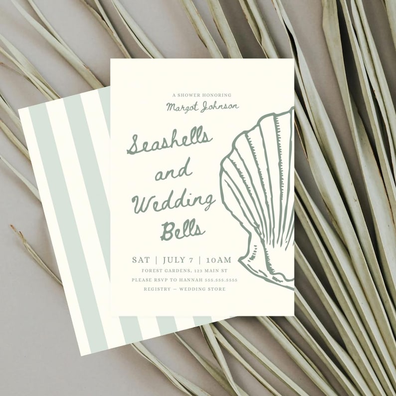 Seashell Wedding Shower Invitation Template: Coastal Bridal Brunch ...
