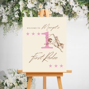 First Rodeo Welcome Sign Template: Pink Cowgirl Birthday (Printable)