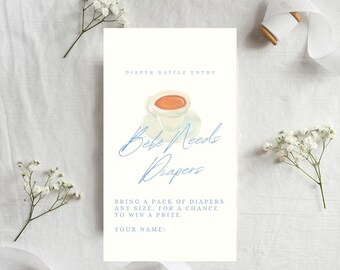 Cafe Bebe Diaper Raffle Card: Coffee Baby Shower (PDF)