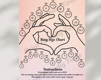 Tabla de tallas de anillos imprimible / Herramienta de medición de anillos (Descarga PDF)