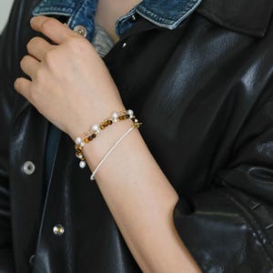 2mm Minimalist Real Pearl Bracelet, Dainty Handmade Natural Freshwater Pearl Bracelet / Anklet, 18K Gold-Plated Bracelet, Bridesmaid Gift image 6