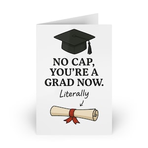 Grappige afstudeerkaart No Cap You're a Grad Now Trendy afstudeerkaart hogeschool of middelbare school Class of 2025 Afstudeerkaart Gen z