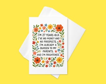 Tarjeta divertida para el 27.º cumpleaños: cita literaria de Orgullo y prejuicio