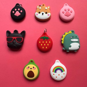 Cartoon AirTag Holder Keychain | Cute Colorful AirTag Case for Kids & Pets, Dog Cat AirTag Tag, Fun Backpack or Collar Accessory
