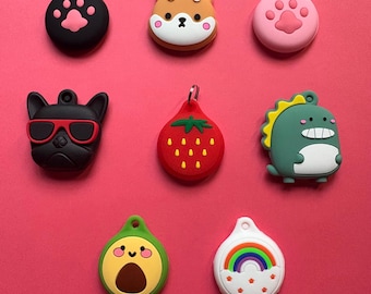 Cartoon AirTag Holder Keychain | Cute Colorful AirTag Case for Kids & Pets, Dog Cat AirTag Tag, Fun Backpack or Collar Accessory