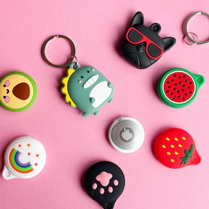 Cartoon AirTag Holder Keychain , Cute Colorful AirTag Case, Car Accessories For Women, Unique Birthday Gift for Her, Sister,Friends