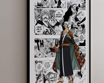 Manga Poster - Trafalgar D. Water Law - Curated Manga Panels - Digital Print