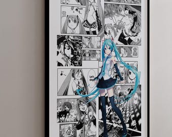Manga Poster - Miku Hatsune - Curated Manga Panels - Digital Print