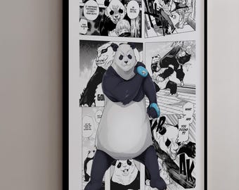 Manga Poster - Panda - Curated Manga Panels - Digital Print
