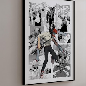 Manga Poster - Chainsaw Denji - Curated Manga Panels - Digital Print
