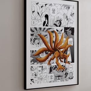 Manga Poster - Kurama &#39;Neunschwänziger Fuchs&#39; - Kuratierte Manga Panels - Digital Print