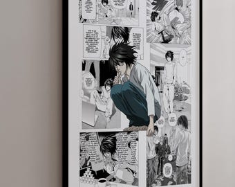 Manga Poster - L Lawliet - Curated Manga Panels - Digital Print