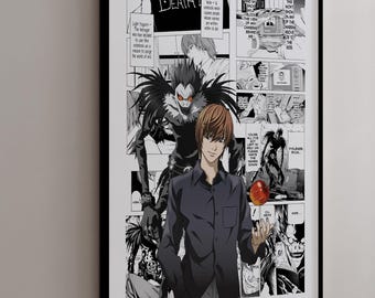 Manga Poster - Light Yagami & Ryuk - Curated Manga Panels - Digital Print