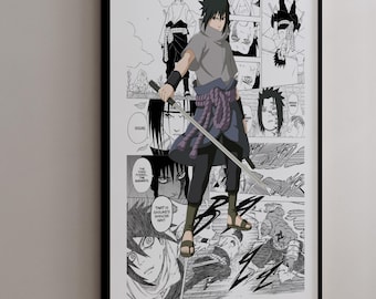 Póster de manga - Sasuke Uchiha - Paneles de manga seleccionados - Impresión digital
