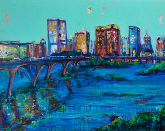 Richmond RVA skyline painting giclee print