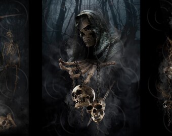 Digitaler Sensenmann JPG Bundle, druckbare Dark Fantasy Wandkunst oder Sublimationsdesign