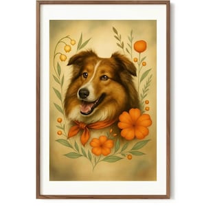 Rough collie portrait picture | digital print
